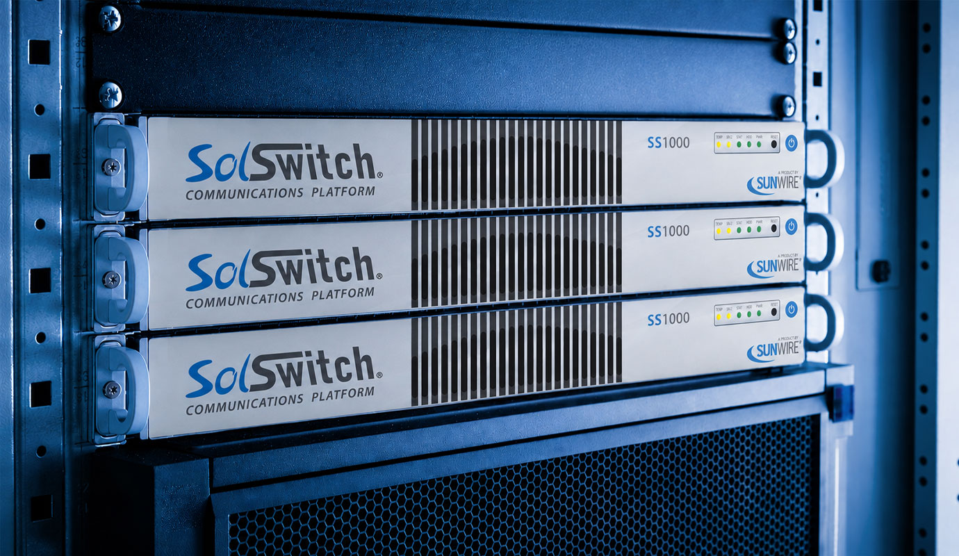 On-premise server room housing a business phone system on-site